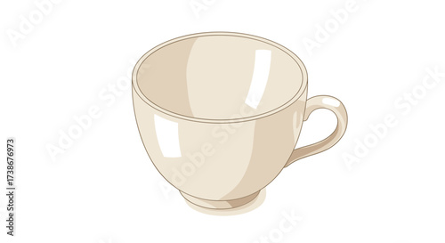 Elegant beige teacup on white background in minimalist style