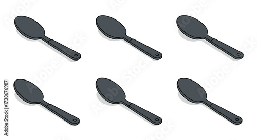 Seamless pattern of isometric spoons on white background