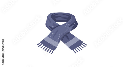 Cozy winter scarf with fringe in minimalist design on white background