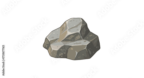 Detailed stone on white background: natural geological element