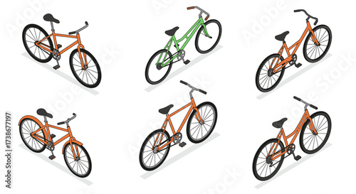 Isometric bicycle collection: urban mobility and design exploration