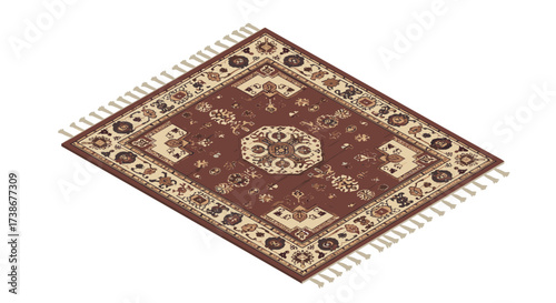 Elegant geometric patterned carpet with ornate details for interior design