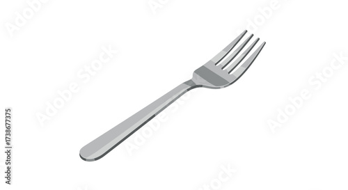 Realistic stainless steel fork with shadow on white background