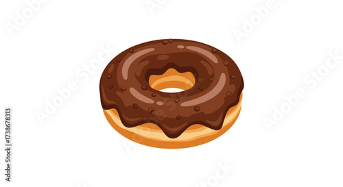 Delicious chocolate glazed donut with sprinkles on white background