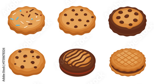 Diverse and delicious cookie collection with chocolate chips and sprinkles