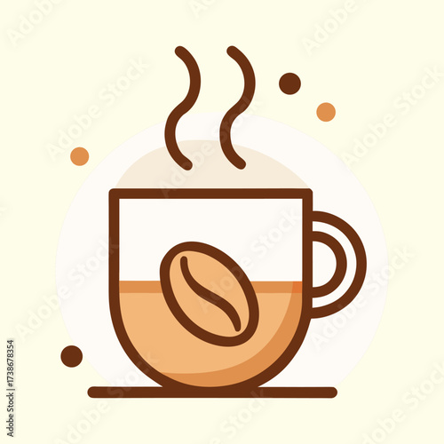 Steaming Coffee Cup with Bean - Cozy Morning Brew Icon