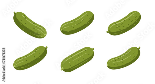 Seamless pattern of green cucumbers on white background