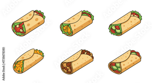 Colorful taco collection featuring assorted fillings and styles