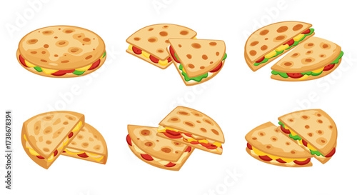 Delicious cartoon sandwiches set in various shapes with filling variety