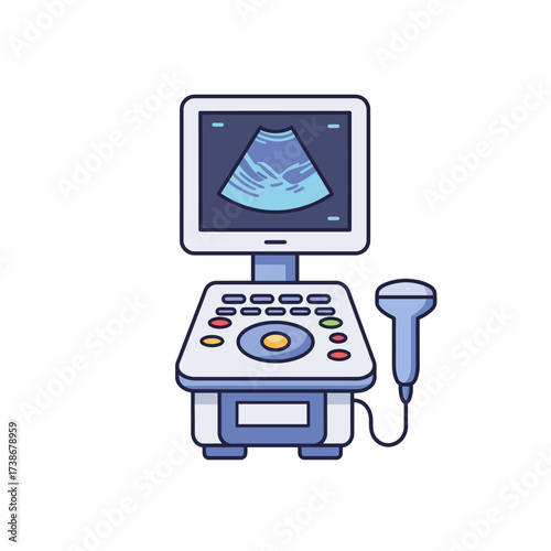 Illustration of an Ultrasound Machine for Medical Imaging.