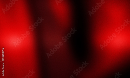 Dramatic red velvet stage curtains with subtle lighting and dark shadows creating a theatrical atmosphere