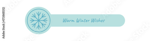 Blue line snowflake lid seal label in a chill winter style. Package decoration with ice accent as a christmas icon. Cool blue color, snow flake graphic for simple holiday product and packaging.