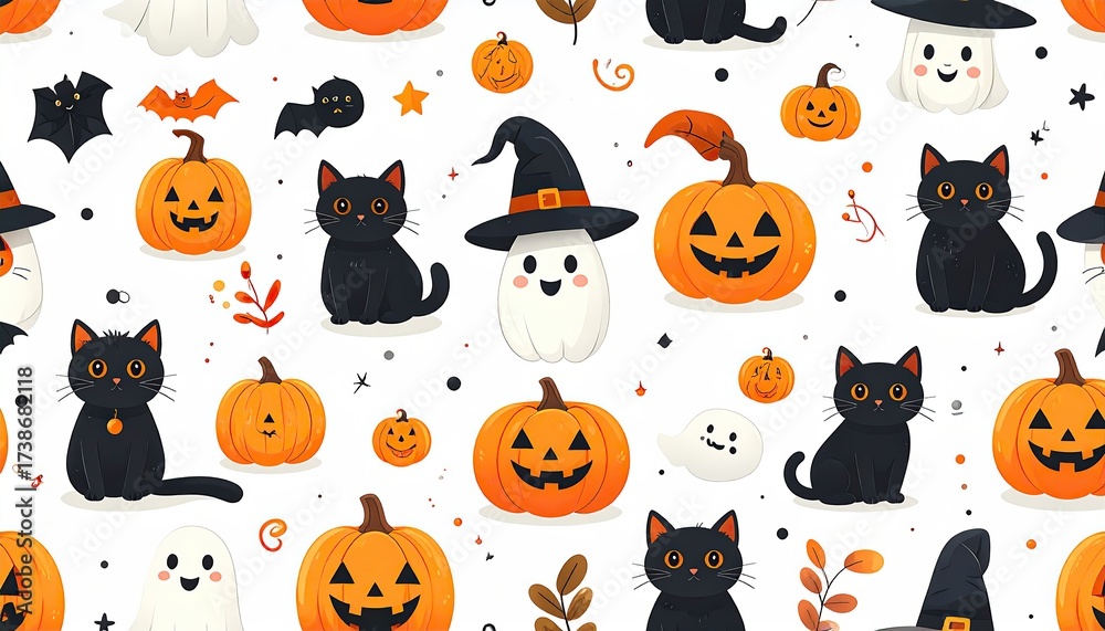 Fototapeta premium Halloween pumpkins pattern for background