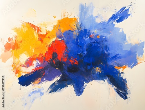 Abstract Blue Orange Red Impasto Painting Texture