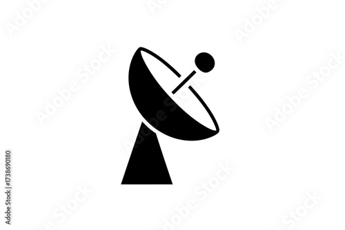 Satellite dish icon simple glyph vector isolated on white background for broadcasting and communication