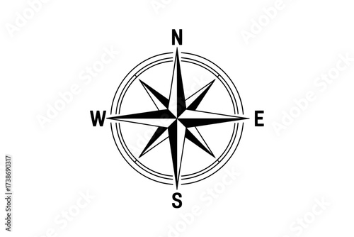 Compass rose icon simple flat vector illustration isolated on white background for navigation and direction