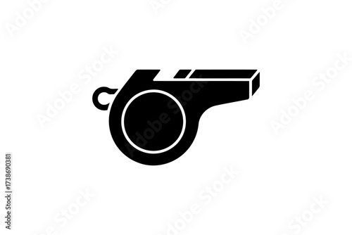 Black whistle icon simple flat vector design isolated on white background for sport or safety applications