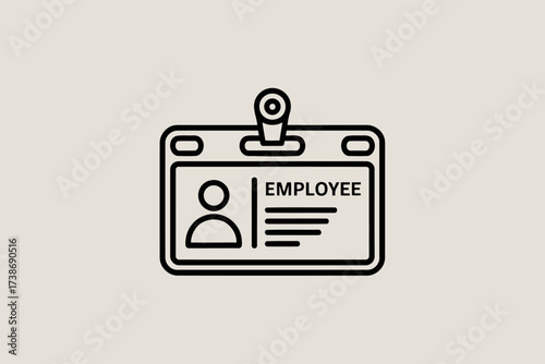 Employee ID badge icon simple line vector illustration for identification and access control isolated on white backgroun