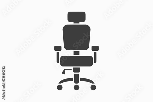 Ergonomic office chair icon comfortable workplace furniture vector illustration isolated on white background