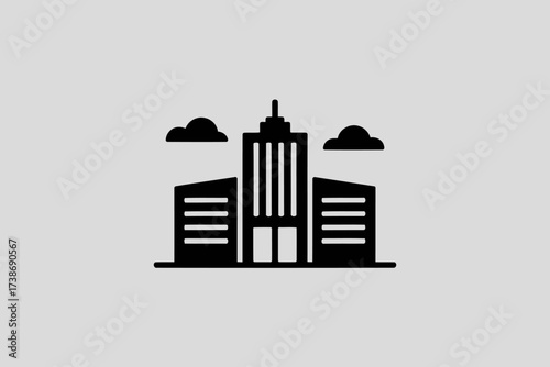 Minimalist city building icon simple flat vector glyph for real estate or architecture design isolated on white backgrou