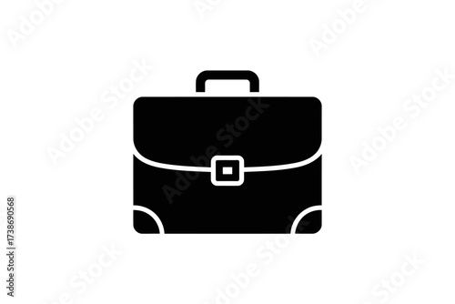 Black briefcase icon simple glyph vector illustration isolated on white background for business and finance concepts