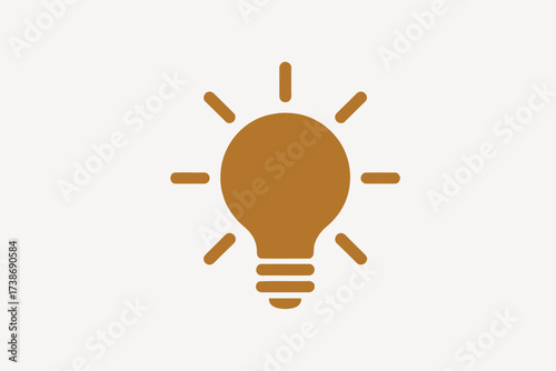 Lightbulb vector icon with rays simple flat design concept for idea generation and innovation