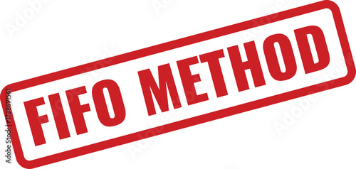 Red fifo method Rubber Stamp on White Background, Indicating the First In, First Out Principle