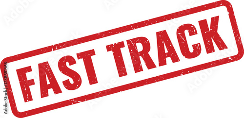 Red fast track Rubber Stamp on White Background, Indicating an Accelerated Process or Expedited Path