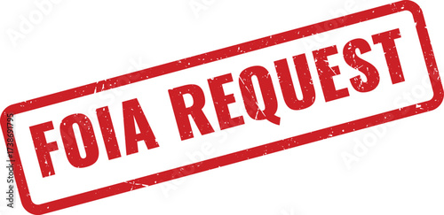 Red FOIA REQUEST Rubber Stamp on White Background, Indicating an Official Demand for Public Information