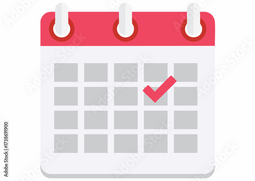 A calendar icon with a red checkmark on one of the days.