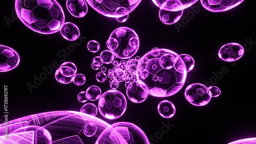 Holographic Soccer Balls.A 3D animation of multiple rotating holographic soccer balls. Perfect for sports, technology, gaming, or futuristic themed projects.