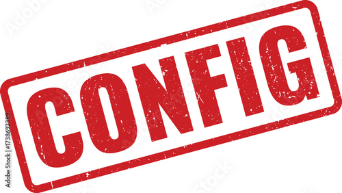 Red config Rubber Stamp on White Background, Indicating System Configuration or Settings Ready