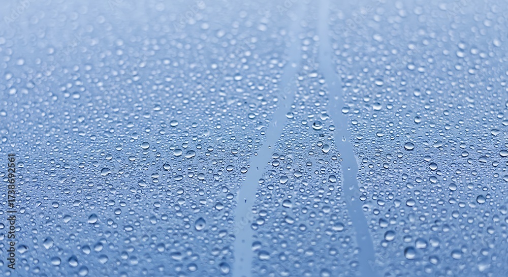 Obraz premium The natural texture of condensation. Water vapor forms tiny droplets on a cold glass surface, creating a beautiful abstract pattern. High humidity concept