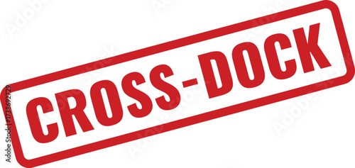 Red Cross Dock Rubber Stamp with Distressed Texture on White Background, Indicating a Logistics Process for Direct Shipment
