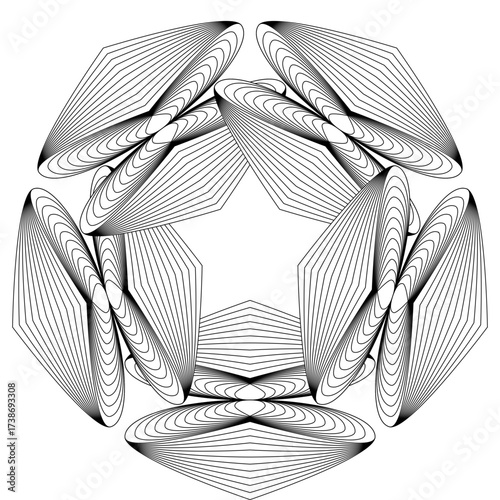 Modern geometric design with abstract shapes and vibrant colors / Diseño geométrico moderno con formas abstractas y colores vibrantes / Modernes geometrisches Design mit abstrakten Formen und lebendig