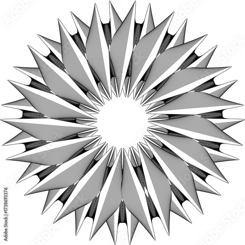Modern geometric design with abstract shapes and vibrant colors / Diseño geométrico moderno con formas abstractas y colores vibrantes / Modernes geometrisches Design mit abstrakten Formen und lebendig