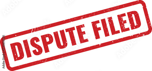Red DISPUTE FILED Rubber Stamp with Distressed Texture on a Clean White Background
