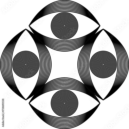 Modern geometric design with abstract shapes and vibrant colors / Diseño geométrico moderno con formas abstractas y colores vibrantes / Modernes geometrisches Design mit abstrakten Formen und lebendig