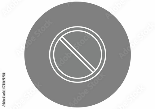 A simple, grey circle with a white outline containing a prohibition symbol.