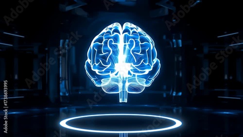 Glowing Brain Scan - Futuristic AI, Neural Network, and Cognitive Technology Visualization.