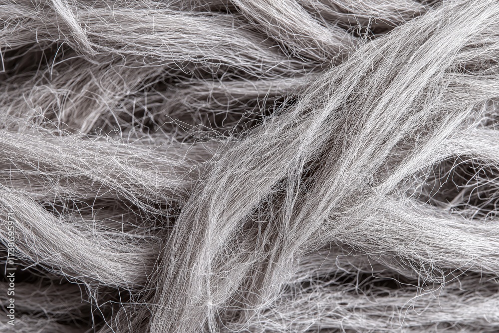 Obraz premium A close-up image of intertwined, soft, gray fibers, showcasing texture and detail in natural materials.