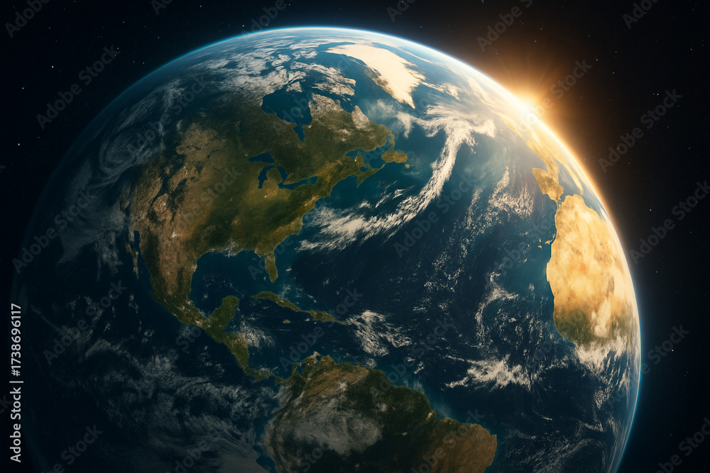 Obraz premium Sunrise Over Planet Earth View from Space