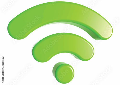 A vibrant, green wireless internet symbol icon, representing connectivity and access.