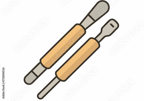 Two cuticle pushers with wooden handles and metal tips are displayed on a white background.