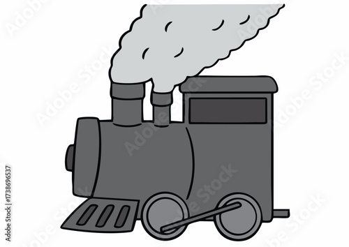 A cartoon illustration of a classic steam locomotive emitting smoke.