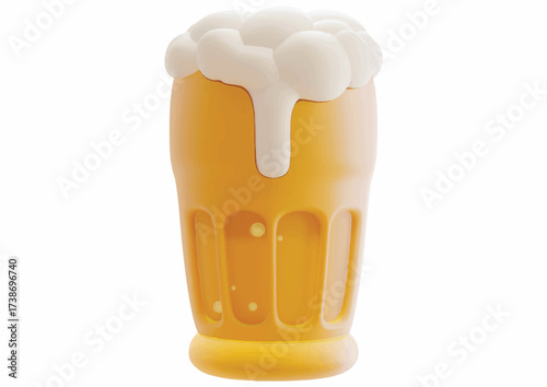 A stylized cartoon illustration of a full glass of beer with overflowing foam.