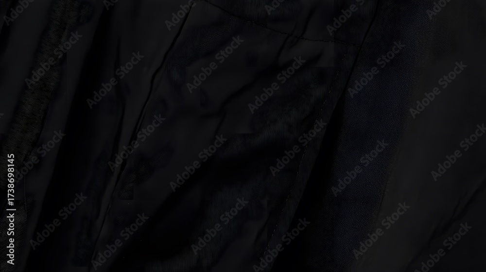 Fototapeta premium Closeup Black Fabric Texture Background Drape Elegant Smooth Woven Textile