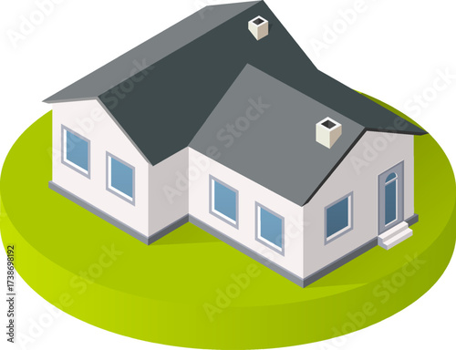 Isometric 3D icon house home. Residence building the city landscape 