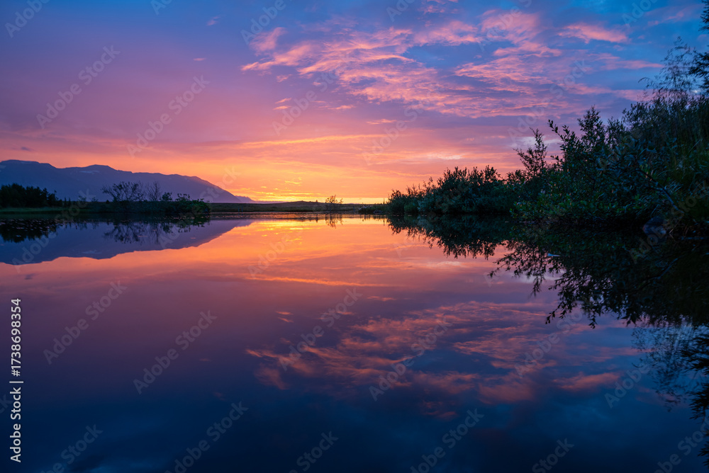 Fototapeta premium beautiful sunset on island of Hrisey in Iceland