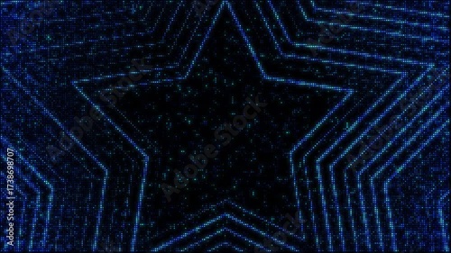 Abstract led flashing lights panel backdrop set, monochromatic abstract star shape frames,seamless loop video animation. Bulb, lamps, wall of lights motion graphics.